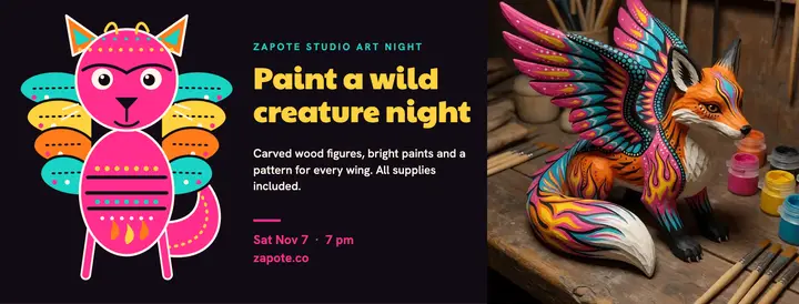 Paint a wild creature night cover: art workshop paint night cover template