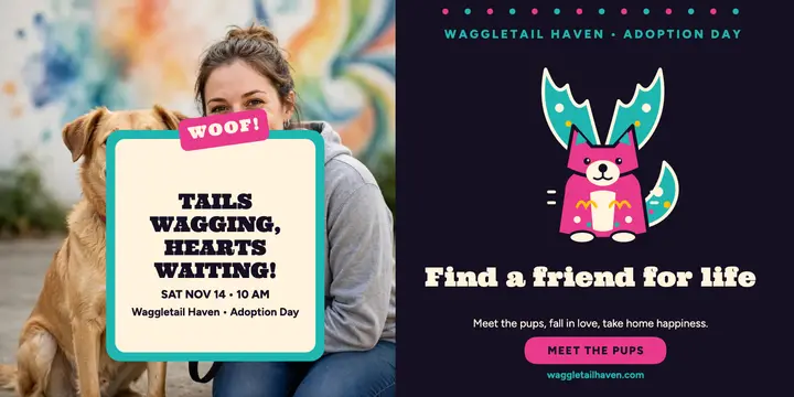 Waggletail Haven adoption day alebrije post template