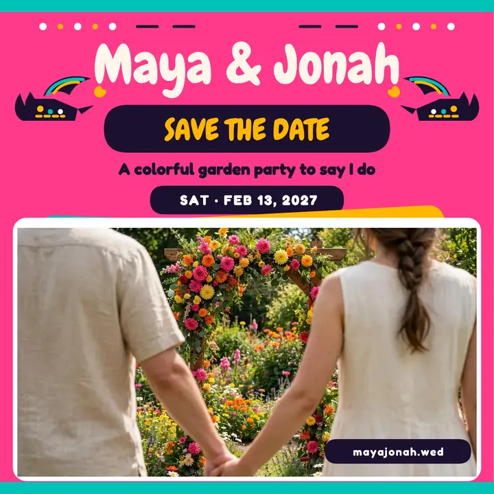 Maya and Jonah garden save the date template