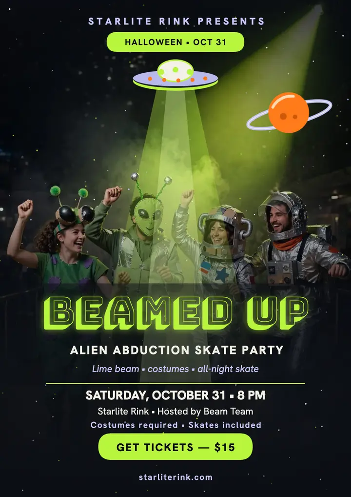 Starlite alien abduction Halloween flyer template