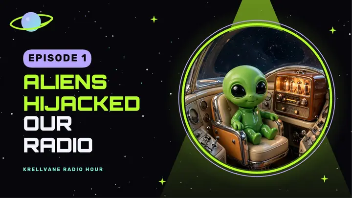 Sci-fi podcast thumbnail, alien-core template