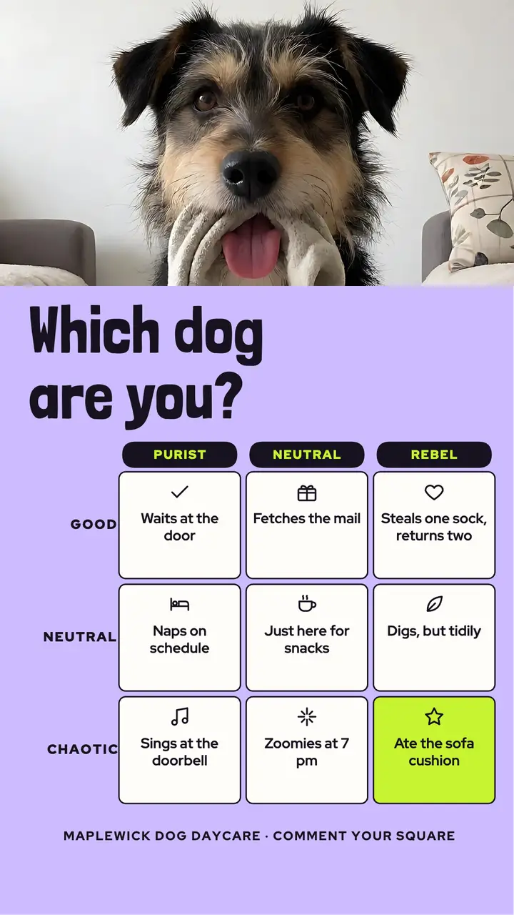 Maplewick which dog are you alignment chart: dog alignment chart story template