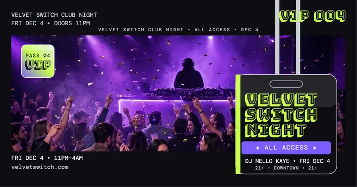 Velvet Switch club night VIP post template