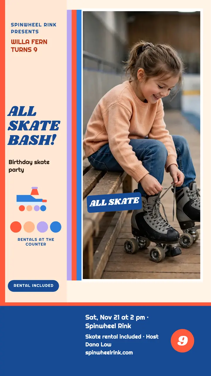 Willa Fern all skate birthday story template