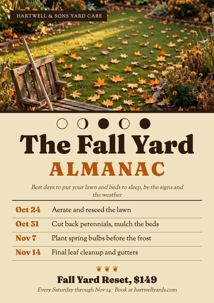Hartwell fall yard almanac flyer template