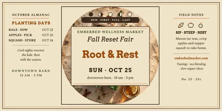 Emberbed harvest reset almanac post: harvest market post template