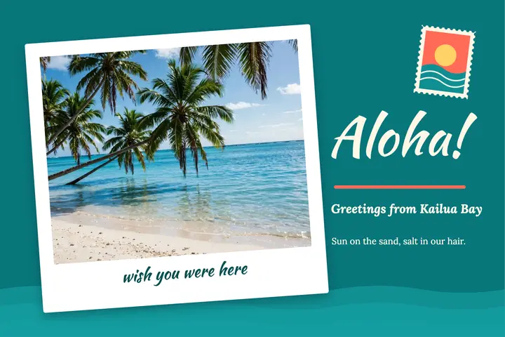 Aloha beach instant photo postcard template