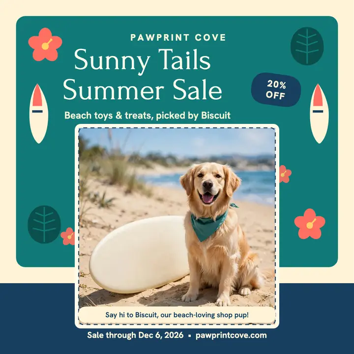 Pawprint Cove summer pet sale template