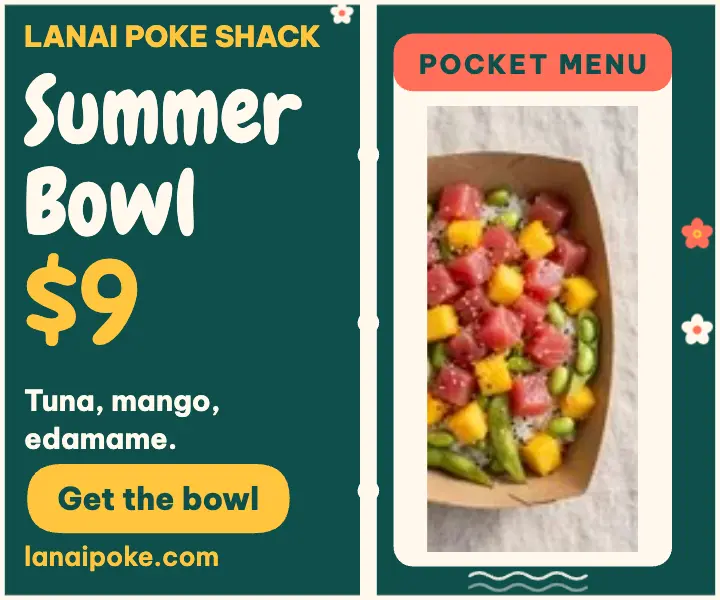 Lanai Poke summer bowl sale ad template