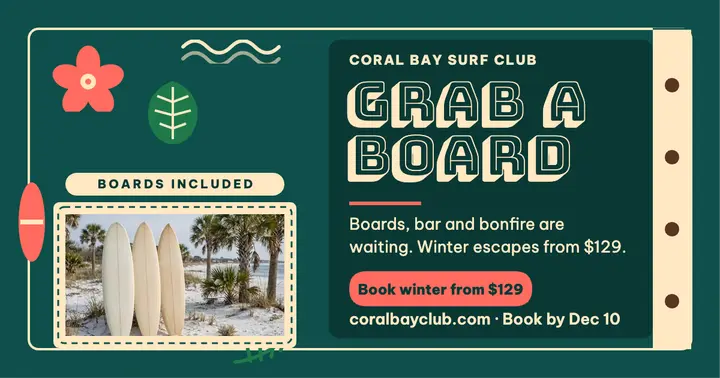 Coral Bay winter surf getaway post: surf getaway post template