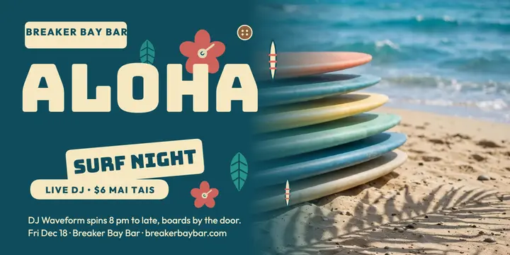 Breaker Bay Bar aloha surf night post template
