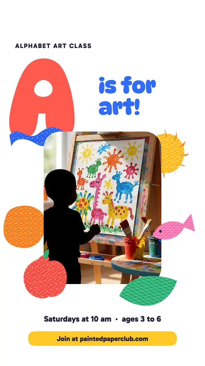 Alphabet Art class painted paper story template