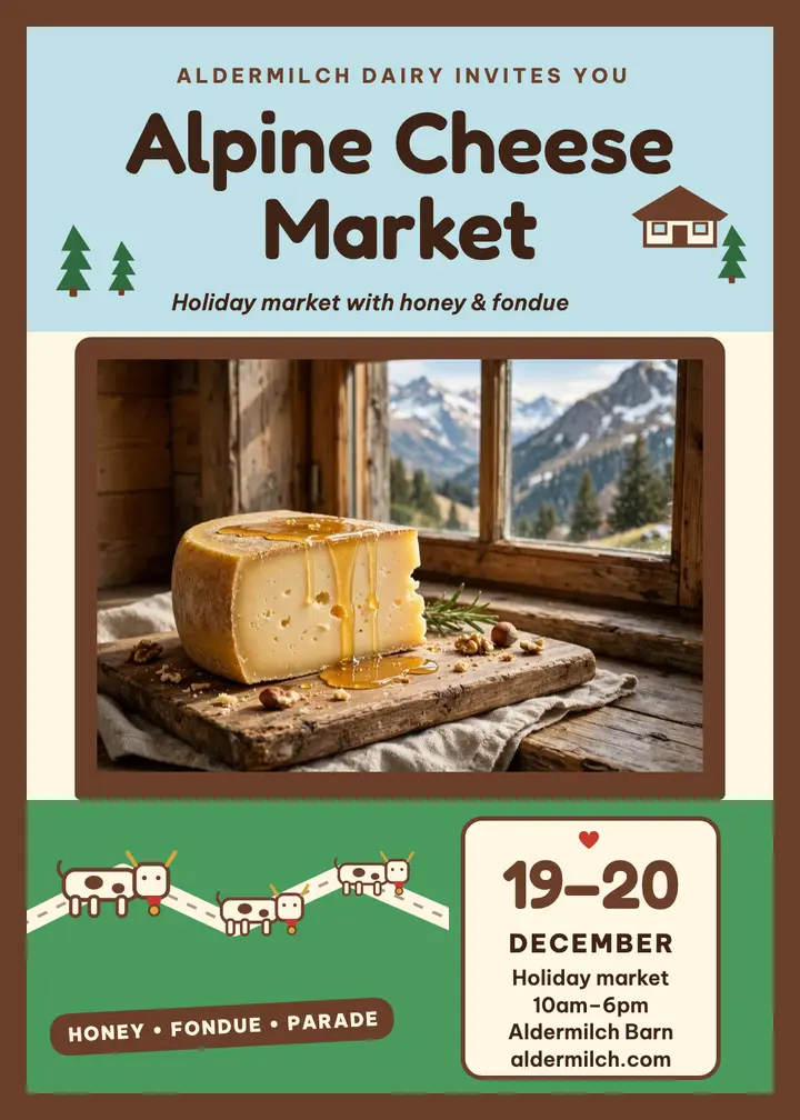 Aldermilch Alpine Cheese Market invitation template