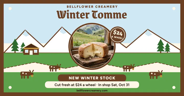 Bellflower winter cheese facebook post template