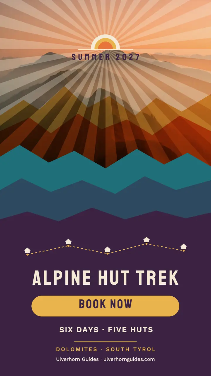 Ulverhorn Guides alpine hut trek screenprint story template