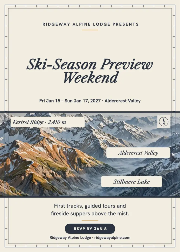 Ridgeway ski preview invitation, relief map template