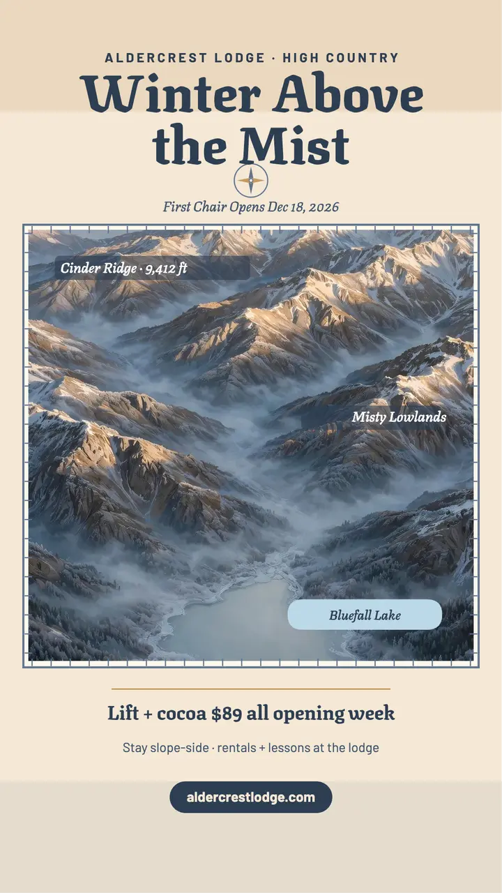 Aldercrest ski getaway shaded relief story template