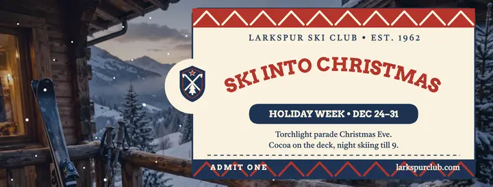 Larkspur Ski Club holiday week cover template
