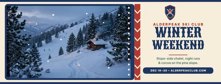 Alderpeak Ski Club winter weekend cover template