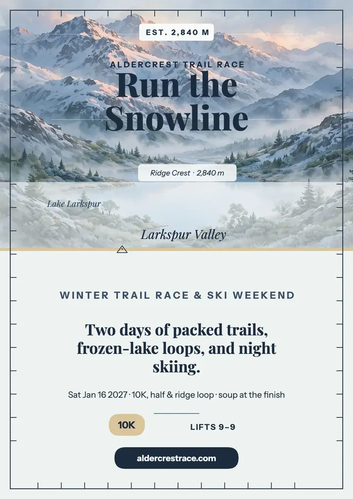 Aldercrest winter trail race flyer template