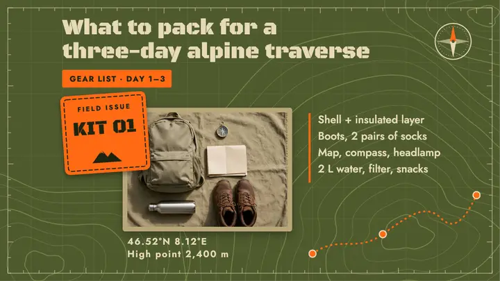 Alpine traverse packing list thumbnail template