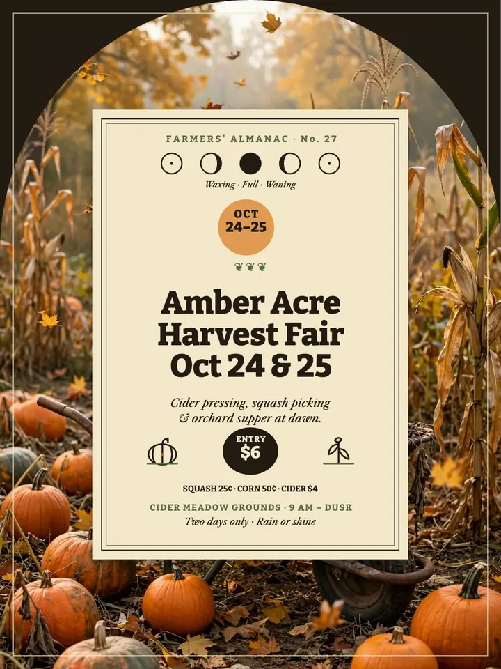 Amber Acre Harvest Fair almanac portrait template