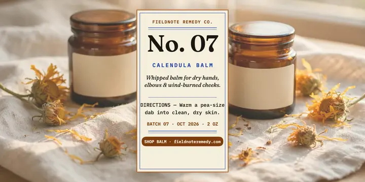 Fieldnote Remedy calendula balm apothecary post template