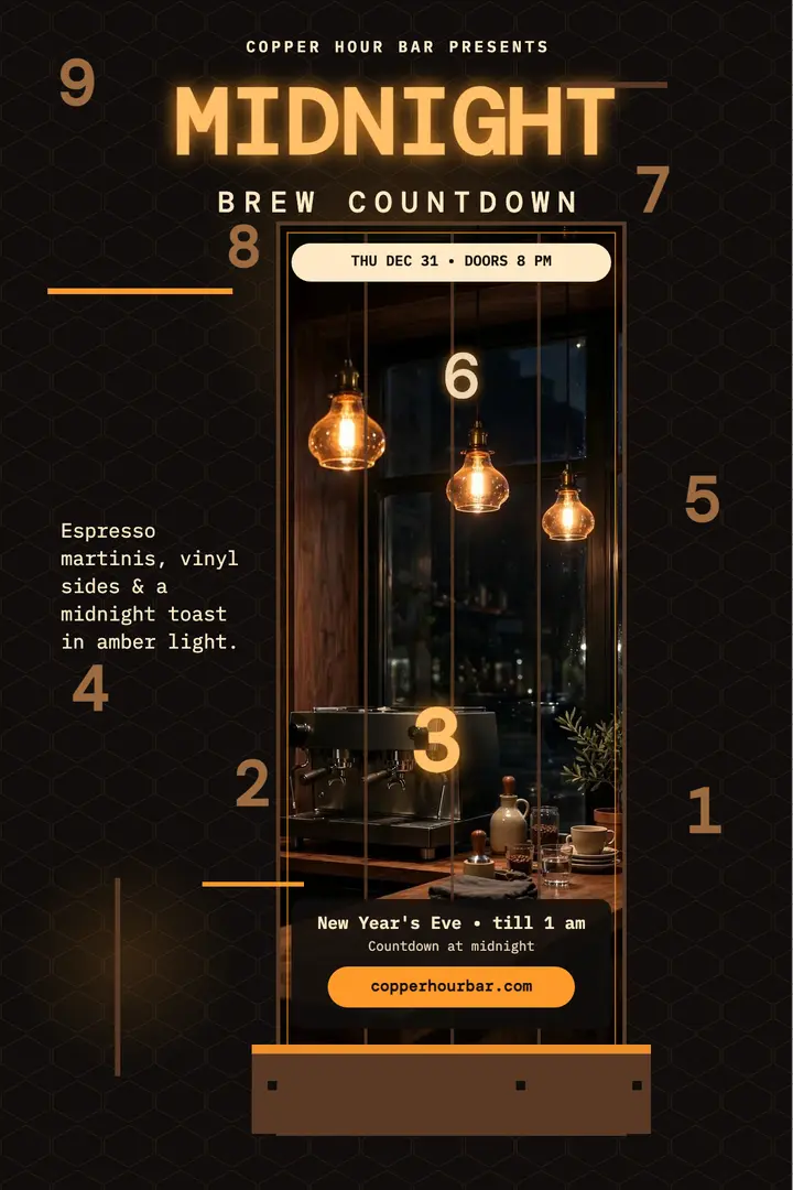 Copper Hour New Year countdown poster template