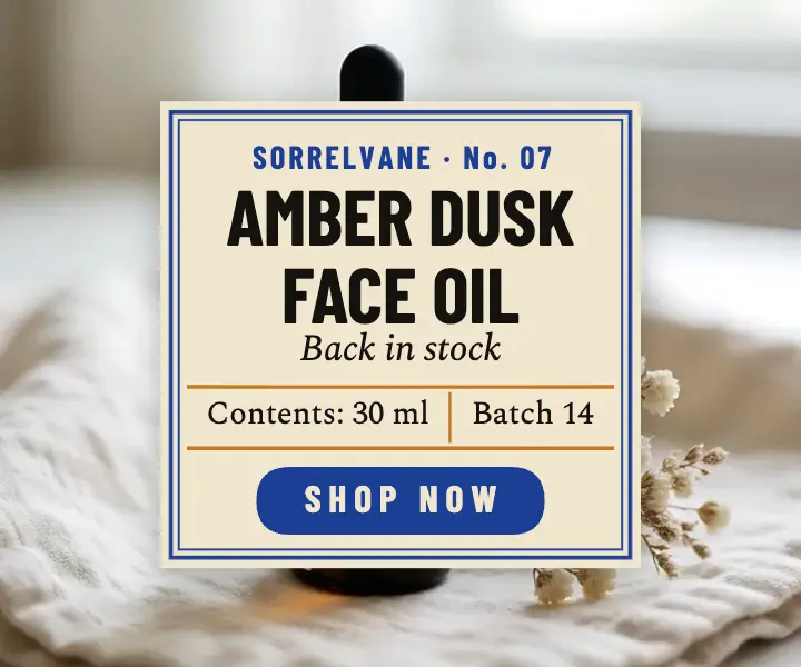 Amber Dusk face oil back in stock ad template