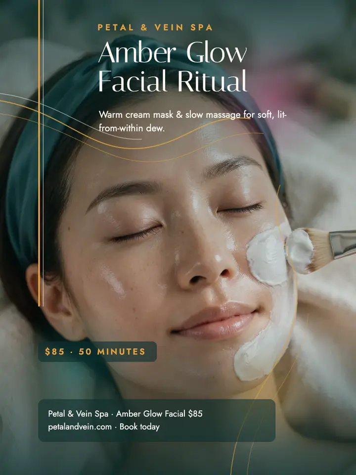 Petal and Vein Amber Glow Facial portrait template