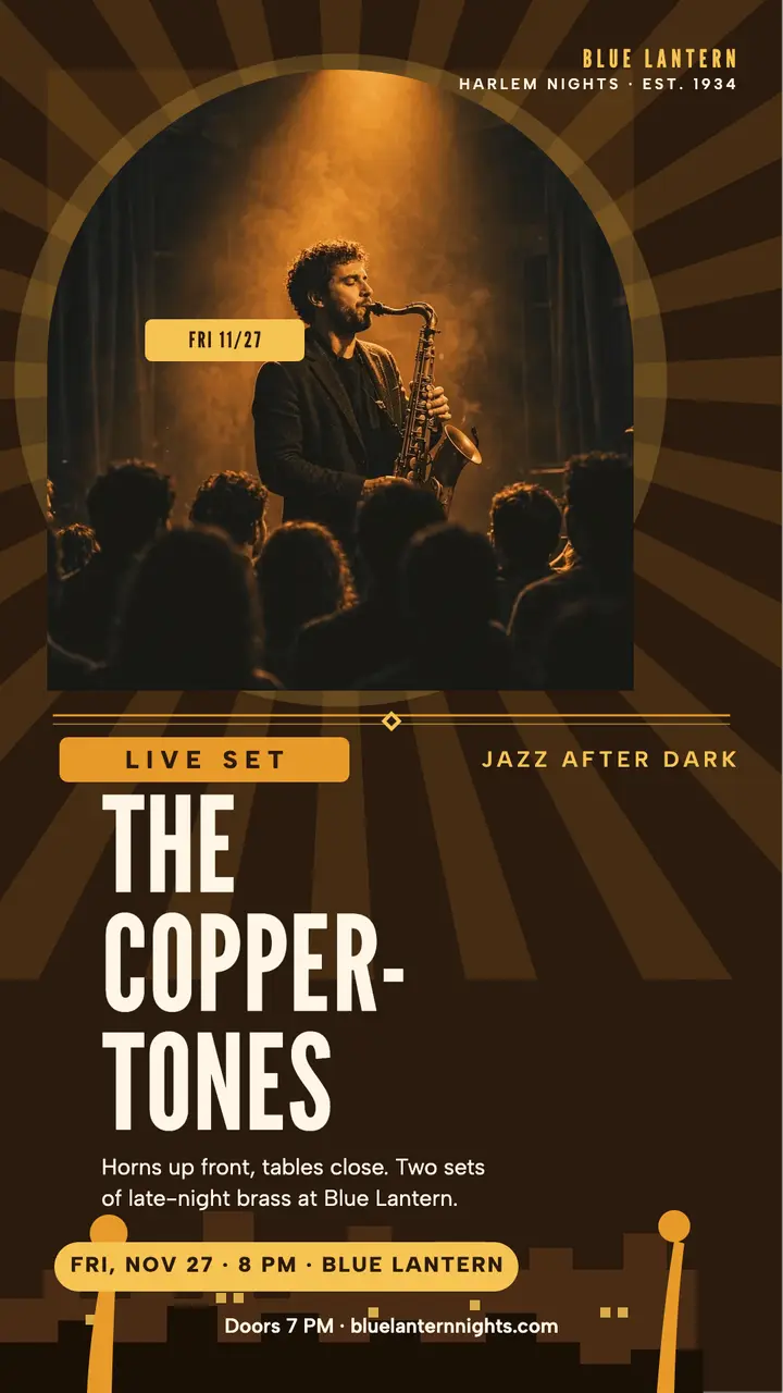 Blue Lantern jazz night story template
