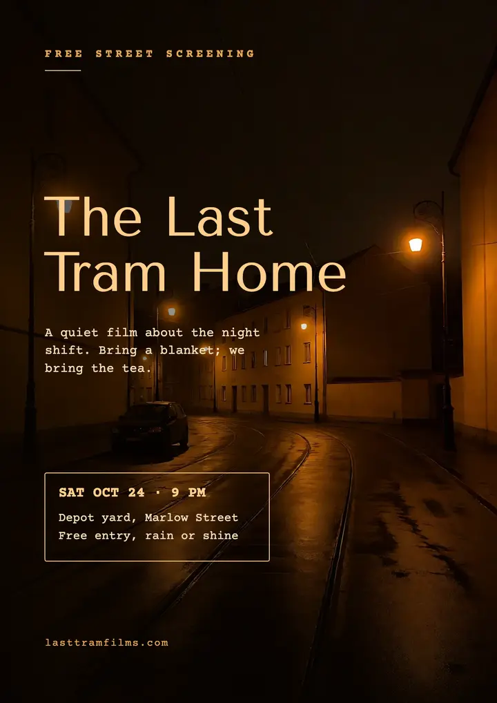 The Last Tram Home film night flyer template