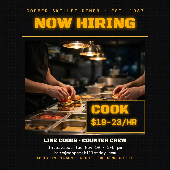 Copper Skillet line cook LED hiring post template