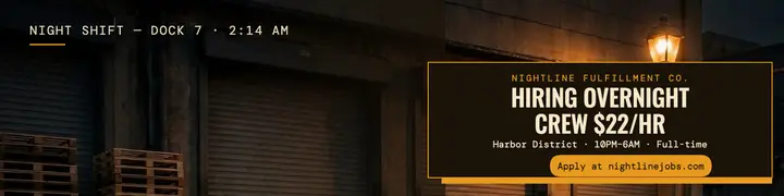 Nightline overnight crew hiring banner template