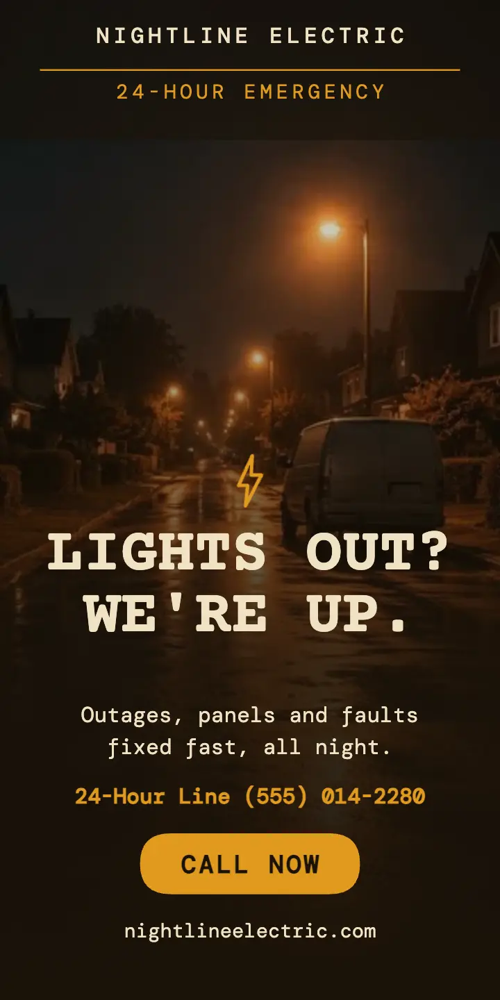 Nightline Electric amber night half-page template
