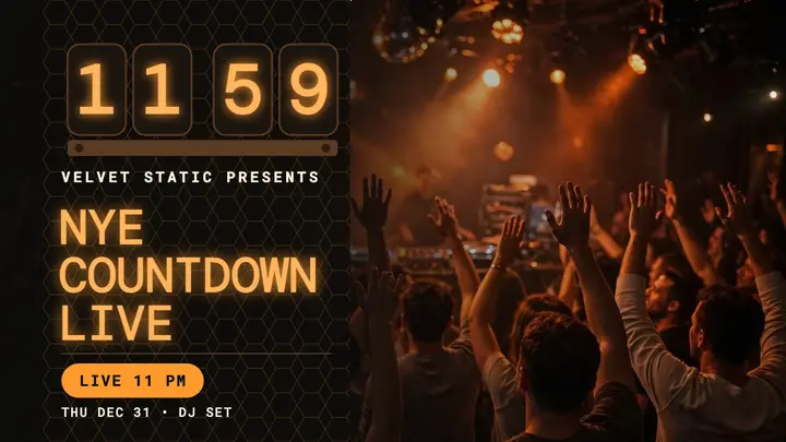 Velvet Static NYE countdown thumbnail template
