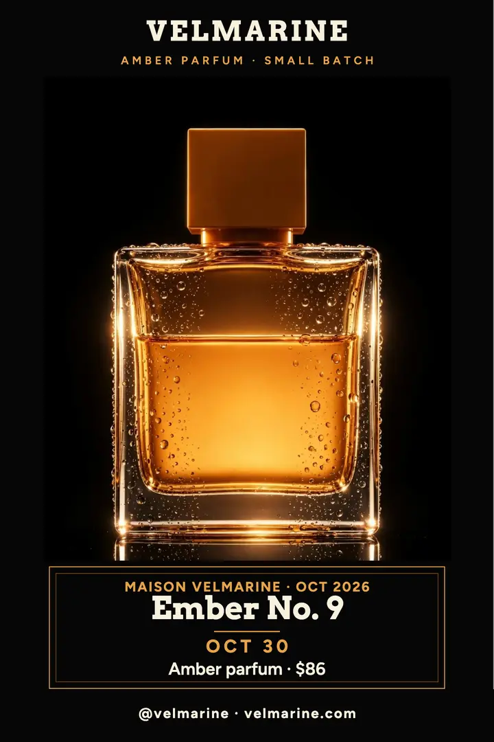Velmarine Ember No. 9 drop poster template