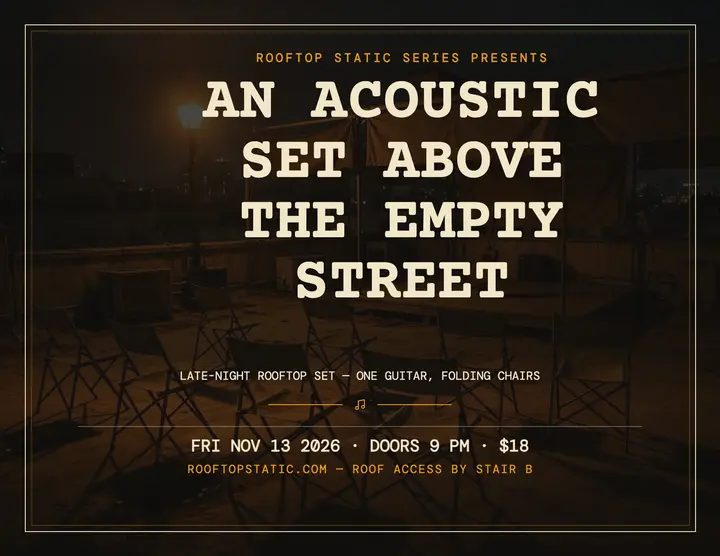 Rooftop Static late-night acoustic flyer: rooftop acoustic night flyer template