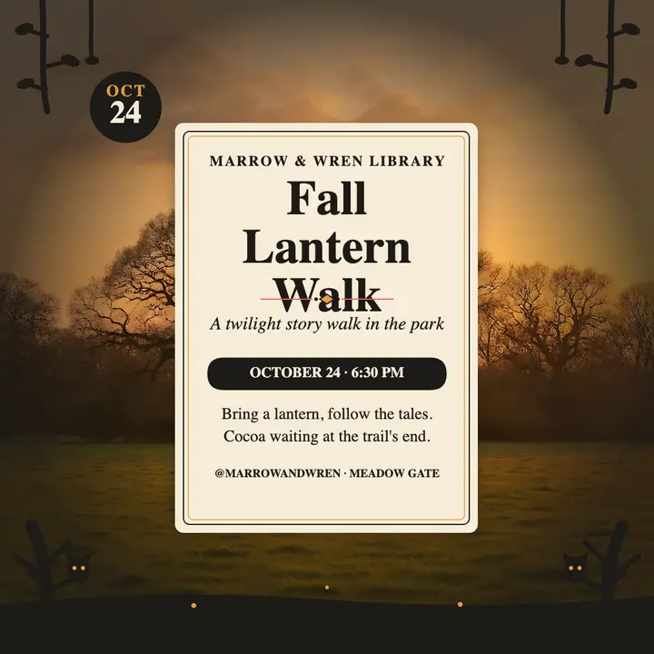 Fall Lantern Walk story walk post template