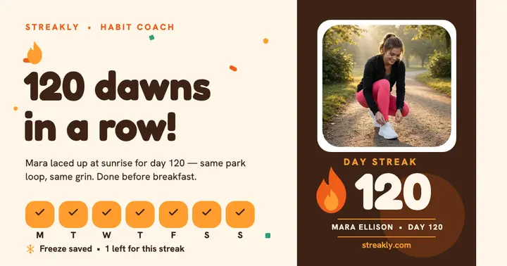 Streakly 120 day run celebration template