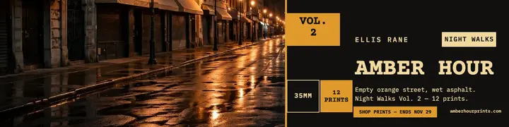 Amber Hour Prints night street banner template