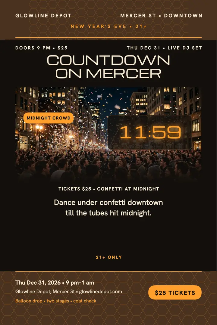 Countdown on Mercer New Year poster: new year countdown poster template