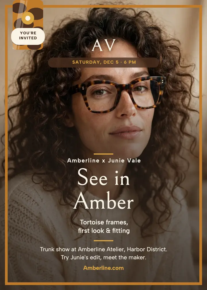 Amberline tortoise eyewear trunk invitation template