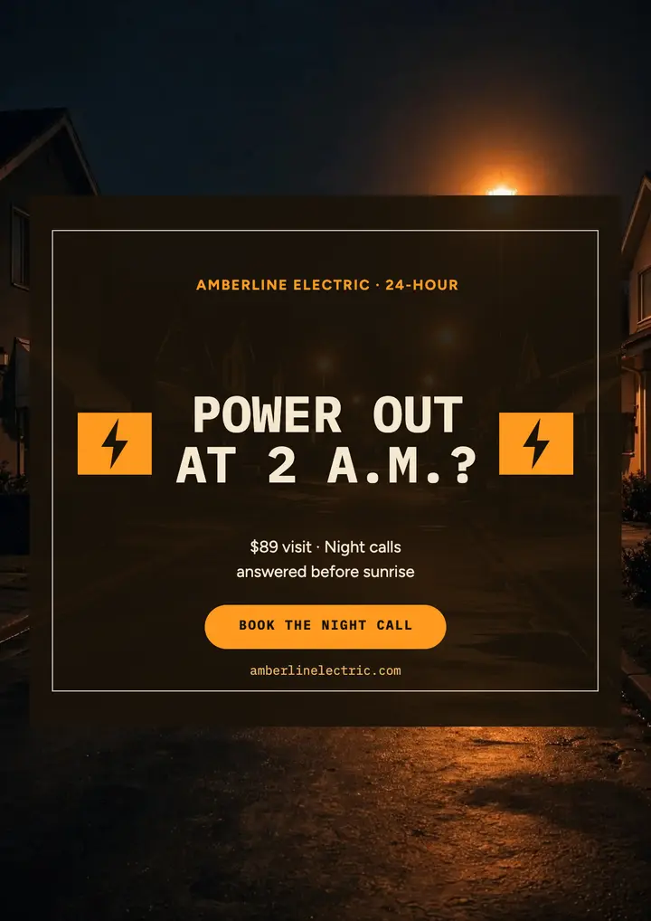 Amberline night electrician flyer template