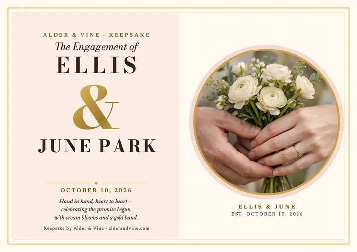 Ellis and June engagement keepsake template