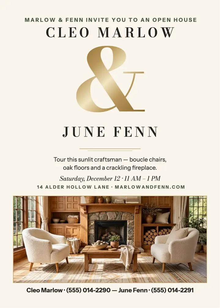 Marlow and Fenn open house invitation template