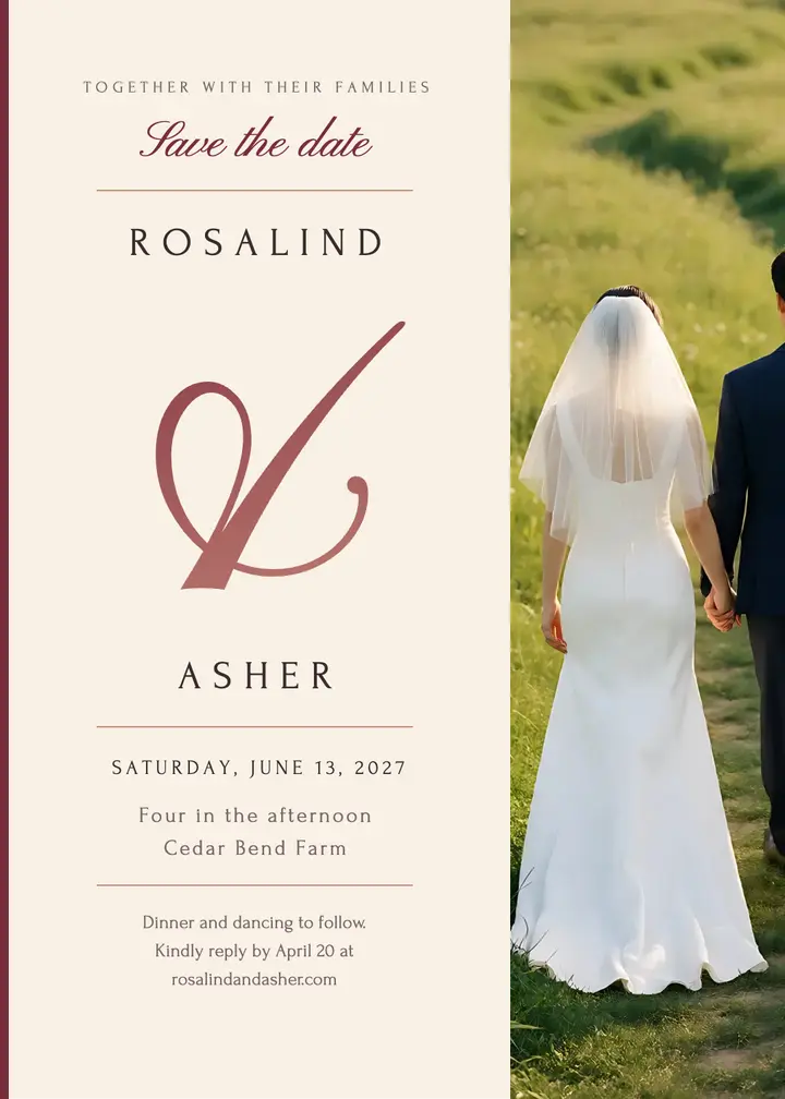 Rosalind and Asher ampersand wedding invitation: wedding invitation template