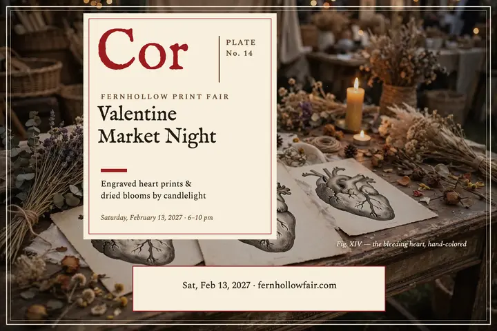 Fernhollow Valentine heart market postcard template