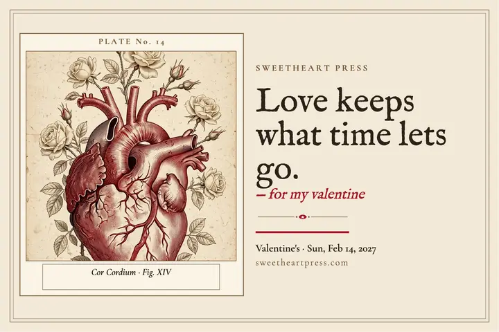Sweetheart Press valentine heart postcard: valentine quote postcard template