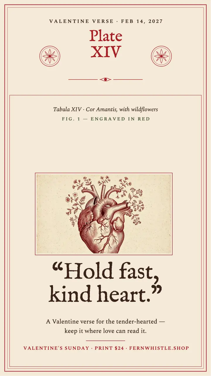 Hold fast kind heart Valentine plate story template
